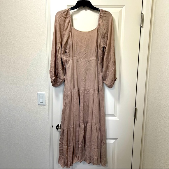 Smocked Printed Long Sleeve Tiered Dress